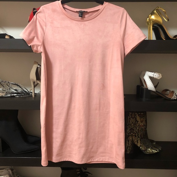 Pink Suede T-shirt Dress - Picture 5 of 7